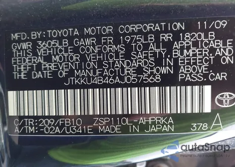 2010 Scion Xd from USA, damaged, VIN JTKKU4B46AJ057568